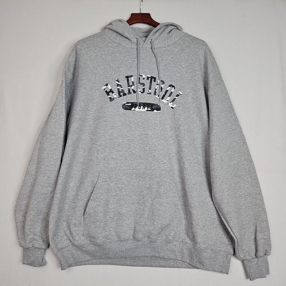 Barstool Sports Hoodie Men's Size 2XL Gray Camo Spellout Pullover New‎